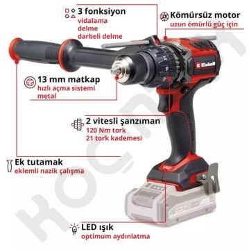 Einhell Tp-Cd 18/120 Li-I Bl Akülü Matkap -120NM Tork- 18V 8AH Tek Akü + 18V 6AH X-Boostcharger