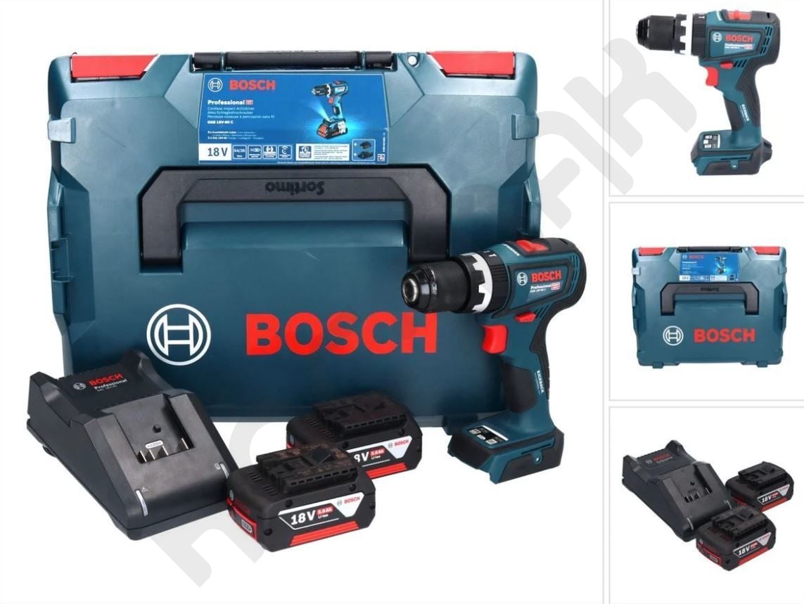 Bosch Gsb 18V-90 C Kömürsüz Darbeli Matkap - 5Ah Çift Akülü
