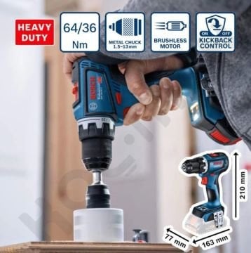 Bosch Gsb 18V-90 C Kömürsüz Darbeli Matkap - 5Ah Çift Akülü