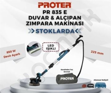 Proter PR 835 E  Duvar Alçıpan Zımpara Makinesi 850w - Led Işıklı -