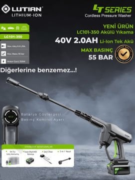LUTIAN LC101-350 Akülü Oto Yıkama Makinesi - 40V 2AH Tek Akülü -