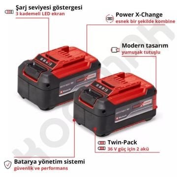 Einhell 18V 5.2Ah PXC Twinpack - Çift Akülü Set (Şarj Cihazı Yoktur)