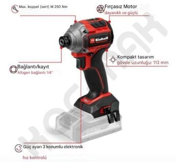 Einhell Tp-Cı 18/250-C Li BL Akülü Darbeli Vidalama + 18V 4Ah Starter Kit
