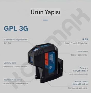 BOSCH GPL 3 G Yüksek Görünürlükte Yeşil Lazer