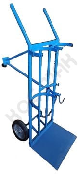 Çiftli Tüp Taşıma Arabası – Destekli, Üç Tekerlekli