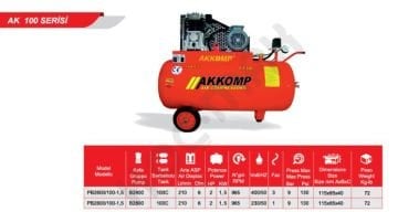 Akkomp 100 Lt 8 Bar 2 HP Kompresör