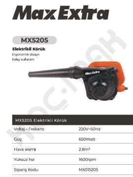 Max Extra MX 5205 Devir Ayarlı Hava Üfleme Körüğü
