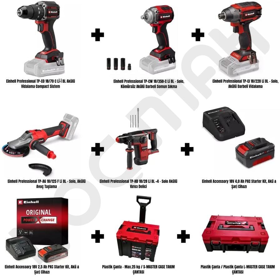 Einhell 5'li Profesyonel Set - Tekerlekli Çantalı Yeni Model