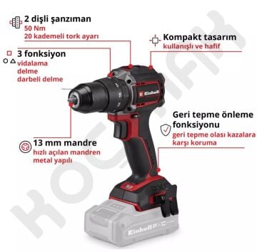 Einhell Tp-Cd 18/50-C Li-i BL Solo Kömürsüz Darbeli Akülü Matkap - 4514400