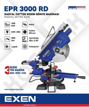 EXEN EPR 3000 RD Radyal Üstten Kesim Gönye Makinesi (1800W / 305 mm)