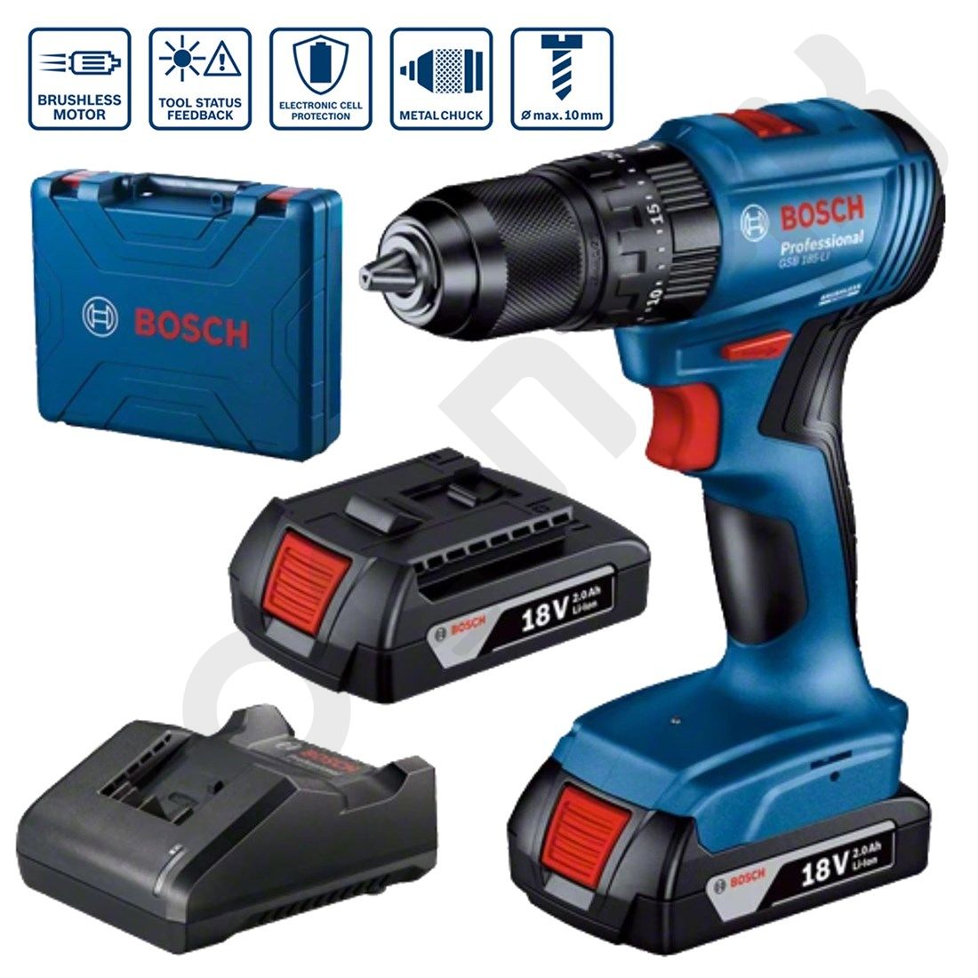 Bosch Professional GSB 185 LI Akülü Darbeli Delme Vidalama Makinesi 2 x 2.0 Ah